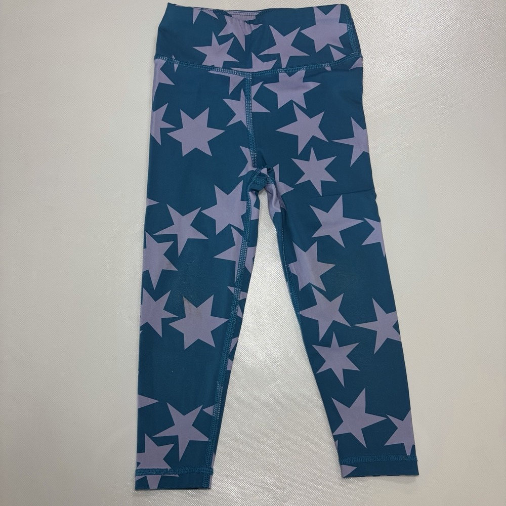 Hanna Andersson Girls 3T Teal Purple Star Athletic Leggings
